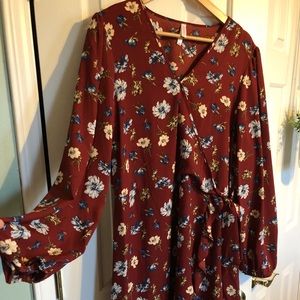 Floral faux wrap dress